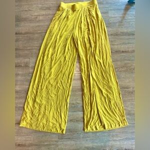 Women’s Yellow Self-Double Layer Wide Leg Pants XL